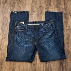 Polo Ralph Lauren Men's Distressed Blue Jeans Big and Tall 44 X 38 Denim Blue
